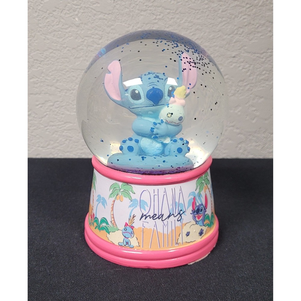 Silver Buffalo Disney Lilo & Stitch "Ohana" Light-Up Collectible Snow Globe